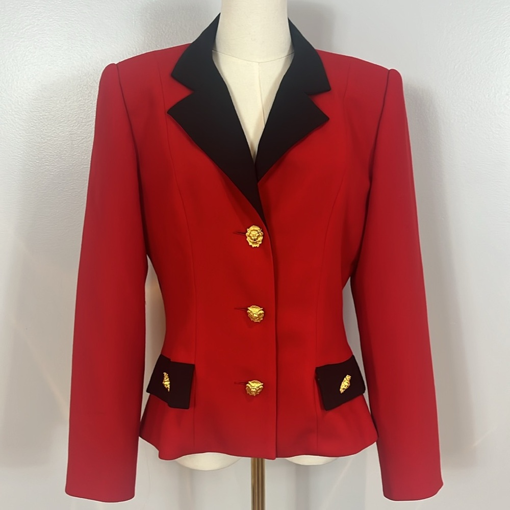 Wayne Clark Vintage Red and Black Wool Blazer